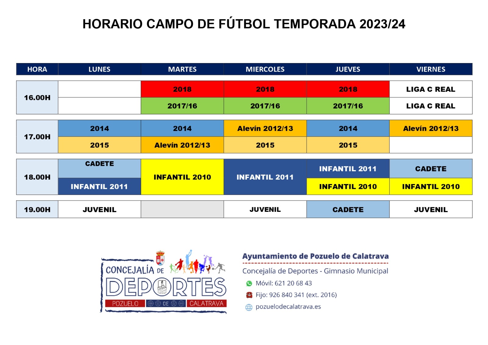 Horario campo de fútbol